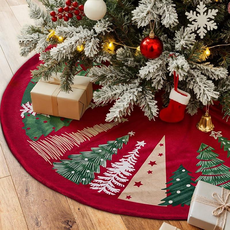 Impresionante falda de terciopelo para árbol, un toque navideño elegante.